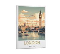 Jdjdu Poster vintage de voyage Londres Angleterre Cadeau Décoration murale Poster Toile Art Poster