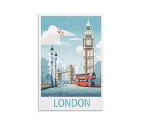 Jdjdu Poster vintage de voyage Londres - Décoration murale - Poster sur toile