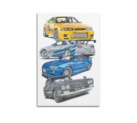 JDM - Affiche de voiture de sport Fast And Furious Skyline Supercar, peinture décorative, toile murale et image artistique moderne pour décoration de chambre familiale, 30 x 45 cm
