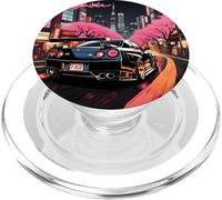 JDM Legend Drift Voiture de Course Tokyo Skyline Sakura Blossom Art PopSockets PopGrip pour MagSafe