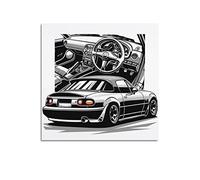 JDM Poster de voiture de sport pour Mazda MX-5 Miata Racing Car Poster décoratif sur toile Poster et image d'art moderne pour chambre à coucher 30 x 30 cm