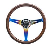 JDM - volant de course universel en bois classique, 14 pouces, 358mm, accessoires de voiture(Burnt Blue)