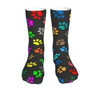 JDNFDR Chaussettes courtes décontractées à pois noirs et blancs pour homme et femme Chaussettes de sport confortables, Trace Doodle Paw of Cat Prints, Taille unique
