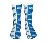 JDNFDR Chaussettes d'entraînement à évacuation de l'humidité colorectale pour le mois de la sensibilisation au cancer avec ruban bleu, chaussettes de travail confortables pour la marche en plein air