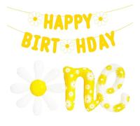 JDNFKG 1 Set Balloons De Daisy De 1 an, 1 Morceau De Drapeau De Marguerite, Ballons De Films en Aluminium Créatif, Réserves d'anniversaire pour Enfants pour Enfants, Accessoires Photo.