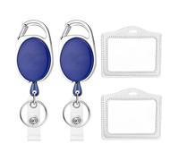 JDNFKG 2 Boucles Blue Id Et 2 Couvercles De Carte Blanche, Keybund du Télescope Ovale, École De Carte De Protection pour Cartes D'Étudiants, Couverture De Carte en Cuir PU -Id.