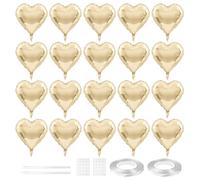 JDNFKG 20 Ballons en Forme De Cœur, 2 Rouleaux De Rubans Blancs, 2 Pipe Et 2 Autocollants De Colle, Limage De Film en Aluminium Romantique, Fournitures De Décoration De Fête.