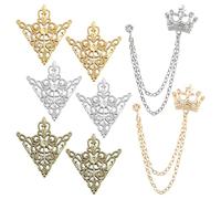 JDNFKG 3 Paires D'Épingles À Col De Chemise Et 2 Morceaux De Brosche De Chaîne De Couronne, Broche Creux Vintage, Badge Élé, Décorations De Resserrement.