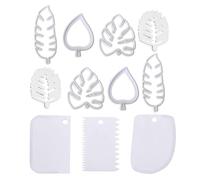 JDNFKG 8 Morceaux De Moules À Feuilles Tropicales Et 3 Morceaux De Grattoirs, Moules À Gâteaux, Grattoirs À Crème, Couteaux À Nouilles Multifonctions, Outils De Cuisson.