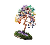 JDNH Arbre de prospérité en cristal avec base en pierres précieuses multicolores, ornement pour l'énergie positive et le symbolisme de la richesse Fengshuis