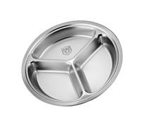 JDNH Assiette ronde à 3 compartiments en acier inoxydable pour séparer les aliments, économiser de l'espace, plat de service, cuisine, salle à manger, assiette de compartiment à manger familiale