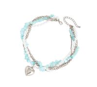 JDNH Bijoux en perles synthétiques avec pendentif en forme de cœur en cristaux bleus pour un usage quotidien et des occasions spéciales, taille unique, Comme décrit, Comme décrit.