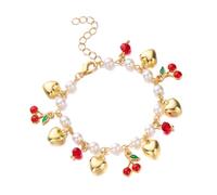 JDNH Breloque en forme de fruit multifonction avec cœur fraise, cerise, cœur et perles, accessoire pour femme, ajustement réglable, as shown, Alliage