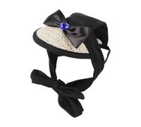 JDNH Chapeau de paille de protection solaire pour animal domestique, sangle réglable avec nœud papillon pour chiots, promenades en plein air et camping, chapeau de soleil pour petit chien