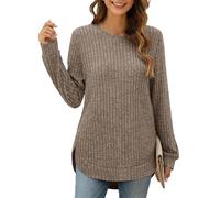 JDNH Chemise d'automne flexible pour femme en tissu doux et décontracté - Manches longues - Pliage essentiel, Couleur café., S