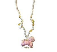 JDNH Collier à breloques cheval avec détail de brocart de chanson pour femmes, bijoux à la mode, pendentif cheval