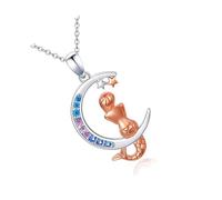 JDNH Collier avec pendentif délicat en forme de cœur et lune - Symbole d'arbre de vie - Chaîne réglable - Cadeau idéal pour la fête des mères, un anniversaire, la fête des mères, One Size, Comme
