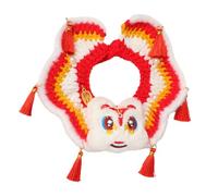 JDNH Collier réglable pour animal domestique Lions Dance Collar Handcrochet pour festival et chats Mode Nouvel An chinois Écharpe Crochet Collier pour animal domestique