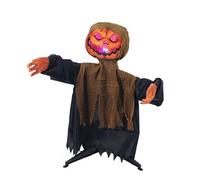 JDNH Décoration d'Halloween en forme de citrouille flottante activée par le mouvement avec sons pour intérieur ou extérieur - Décoration de citrouille fantomatique à commande vocale
