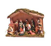 JDNH Élégant ensemble de mangeoire de naissance en bois de colophane facile à assembler pour plan de travail de Noël Scène de naissance de Noël en bois de colophane