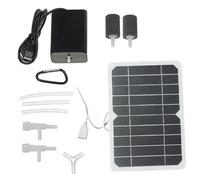 JDNH Kit de pompage d'air à oxygène à énergie solaire pour aquarium Aérateur avec panneau 5 W 5 V 5 V 2 pierres à bulles d'air Panneau USB Aérateur d'aquarium