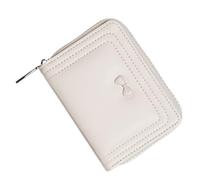 JDNH Portefeuille tendance petit portefeuille compact pour femme en cuir synthétique court portefeuille à deux volets porte-cartes de crédit pochette simple sac à main à deux volets, blanc, Beauté de