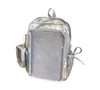JDNH Sac à dos élégant et décontracté pour les amateurs Sac à dos de grande capacité Construction PU Poche organisationnelle Sac à dos en cuir PU Thème Anime, Argenté.