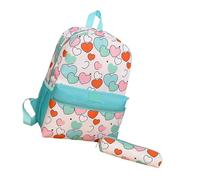 JDNH Sac d'école imprimé dessin animé pour garçons et filles, sac à dos confortable et pratique et pochette à stylos avec sangle réglable, sac à livres tendance pour enfants, Green Love, One Size