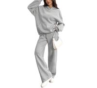 JDNH Sweat à capuche doublé chaud d'hiver avec pantalon décontracté, tenue de sport en polaire pour femme par temps froid Ensemble sweat à capuche doublé confortable et pantalon de jogging