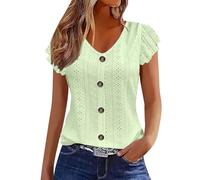 JDNH Top Suelto para Damas En Verano, Fresco Y Playa Cómoda Días Ideal Vacaciones En, vert fluorescent, XL
