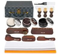 Jdomall Kit de cirage pour chaussures 16 pièces-noir,marron et neutre,Brosse de Polissage,Chiffon à Lustrer et plus-Le cadeau parfait pour un ensemble d’entretien de chaussures et de bottes en cuir