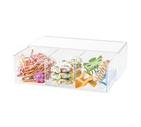 JDOTL Organiseur d'accessoires pour cheveux pour filles, en acrylique transparent, support de chouchou avec séparateur, joli petit tiroir de rangement empilable pour salle de bain, coiffeuse, comptoir