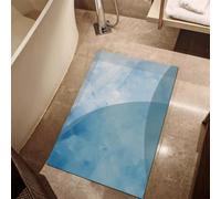 Jdozfo Tapis de Bain Antiderapant Absorbant, Tapis de Douche Super Absorbant à Séchage Rapide, Lavable Bathroom Mat pour Salle de Bain, Éviers Cuisine et L'entrée Sol Blue 90x120cm 6-183