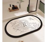 Jdozfo Tapis Salle de Bain Absorbant 60x90cm Tapis de Douche Antidérapant, Lavable Séchage Rapide Bath Mat pour Baignoire, Douche, Chambres, la Buanderie Oval 6-544