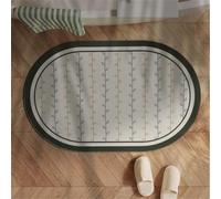 Jdozfo Tapis Salle de Bain Absorbant 70x120cm Tapis de Douche Antidérapant, Lavable Séchage Rapide Bath Mat pour Baignoire, Douche, Chambres, la Buanderie Oval 6-644