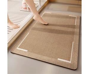 Jdozfo Tapis Salle de Bain Absorbant 80x120cm Tapis de Douche Antidérapant, Lavable Séchage Rapide Bath Mat pour Baignoire, Douche, Chambres, la Buanderie Brown 6-186