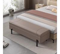 JDPYURV Banc de Rangement avec Couvercle Hydraulique, Pieds Métalliques Renforcés, Banc Coffre Résistant pour Entrée et Chambre(Khaki,80cm/31.5in)