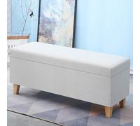 JDPYURV Banc de Rangement avec Housse Amovible et Lavable, Tissu Lin pour Chambre et Entrée, Banc Coffre, Grand Rangeement(Off-White,120cm/47.2in)