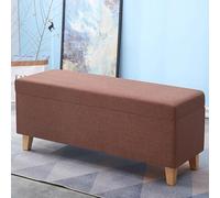 JDPYURV Banc de Rangement avec Housse Amovible et Lavable, Tissu Lin pour Chambre et Entrée, Banc Coffre, Grand Rangeement(Light Coffee,90cm/35.4in)