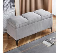 JDPYURV Banc de Rangement Multifonction avec Assise en Cordon, Pouf Coffre pour Bout de Lit et Entrée, Banc Chaussures avec Rangeement Cache(Light Gray,80cm/31.5in)