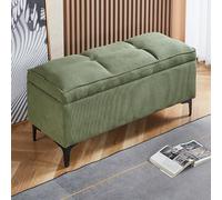 JDPYURV Banc de Rangement Multifonction avec Assise en Cordon, Pouf Coffre pour Bout de Lit et Entrée, Banc Chaussures avec Rangeement Cache(Bean Green,120cm/47.2in)