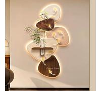 JDPYURV Décoration murale 3D avec lumière LED style vintage, sculpture murale en grès avec support végétal et étagère, art mural suspendu pour entrée et salon(A,40 * 80cm/15.7 * 31.5in)