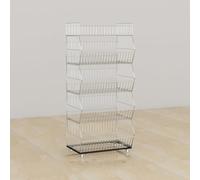 JDPYURV Étagère à Snacks de Supermarché à 5 Niveaux avec roulettes, Présentoir Alimentaire Blanc en Fil Métallique, Rayonnage Vertical pour Magasin(L 60CM/23.6IN)