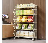 JDPYURV Étagère à Snacks de Supermarché à 5 Niveaux avec roulettes, Présentoir Alimentaire Blanc en Fil Métallique, Rayonnage Vertical Présentoir Snacks Supermarché(L 90CM/35.4IN)