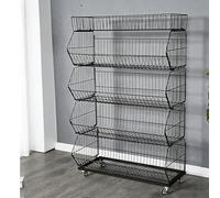 JDPYURV Étagère à Snacks de Supermarché à 5 Niveaux avec roulettes, Présentoir Alimentaire Blanc en Fil Métallique, Rayonnage Vertical Présentoir Snacks Supermarché(Black,L 110CM/43.3IN)