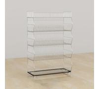 JDPYURV Étagère à Snacks de Supermarché à 5 Niveaux avec roulettes, Présentoir Alimentaire Blanc en Fil Métallique, Rayonnage Vertical pour Magasin(L 90CM/35.4IN)