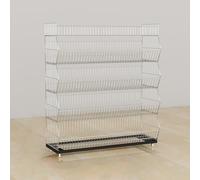 JDPYURV Étagère à Snacks de Supermarché à 5 Niveaux avec roulettes, Présentoir Alimentaire Blanc en Fil Métallique, Rayonnage Vertical pour Magasin(L 120CM/47.2IN)