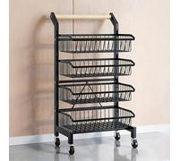 JDPYURV Étagère de présentation Snacks 4 ou 5 Niveaux en métal avec paniers inclinés, présentoir Snacks supermarché,Chariot de Rangement pour supermarché, épicerie(Black,Fourth Floor)