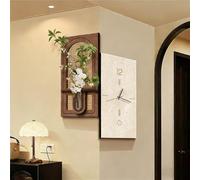 JDPYURV Horloge Murale Angle Double Face, Pendule Murale Créative Salon, Décor Artisan Sable et Bambou avec Plante DIY, Horloge-Murale Déco Entrée Rustique(A,(2) 50 * 25cm/19.7 * 9.8in)