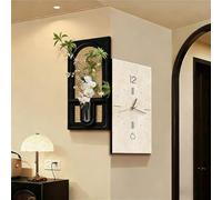 JDPYURV Horloge Murale Angle Double Face, Pendule Murale Créative Salon, Décor Artisan Sable et Bambou avec Plante DIY, Horloge-Murale Déco Entrée Rustique(B,(2) 50 * 25cm/19.7 * 9.8in)